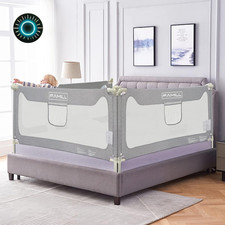 U-Shape Toddler Bed Rail for California King Bed - Modern Grey Safety Guard NEW