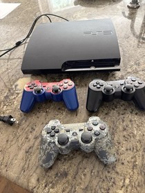Sony PlayStation 3 Slim Black Console Bundle 3 Controllers 2 OEM DualShock