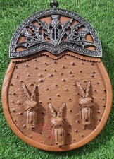 Scottish Handmade Ostrich Leather Thistle Cantle Dress Kilt Sporran