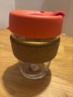 Barista Keepcup Reusable Glass Coffee Cup Travel Mug Cork Orange & Red Lid 12 Oz — photo 5
