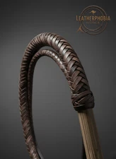 8ft Cowhide Leather Stock Whip 12 Plait Bullwhip Hardwood Handle Spanking Whip