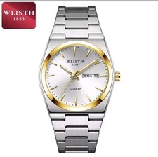 WLISTH 6210 Men's Luxury Watch Silver Gold Two Tone Day Date Luminous UK Stock