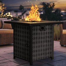 32" Outdoor Propane Fire Pit Table with Lid,Lava Rock and 50,000 BTU for Patio..