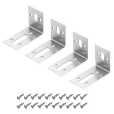 4Pcs 57x83x45mm 2 Slot Adjustable L-Shape Corner Brace Slotted Bracket, Silver