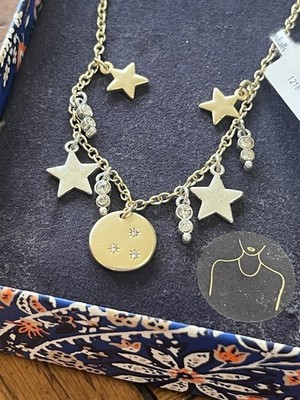 NEW IN BOX  LUCKY BRAND SILVER CHARM PENDANTS NECKLACE 17'' STARS & JEWELS