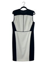 Elie Tahari Sheath Dress Size 12 Black White Colorblock Crew Neck Sleeveless