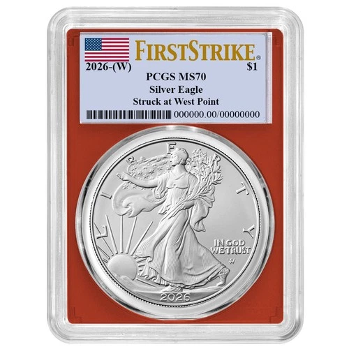2026 (W) $1 1-oz American Silver Eagle PCGS MS70 FS Flag Label Red Frame