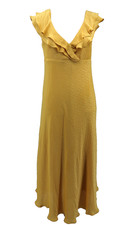 Hatch Maternity Midi Dress Womens Size 1 S 4 6 Yellow Sleeveless Ruffle V Neck