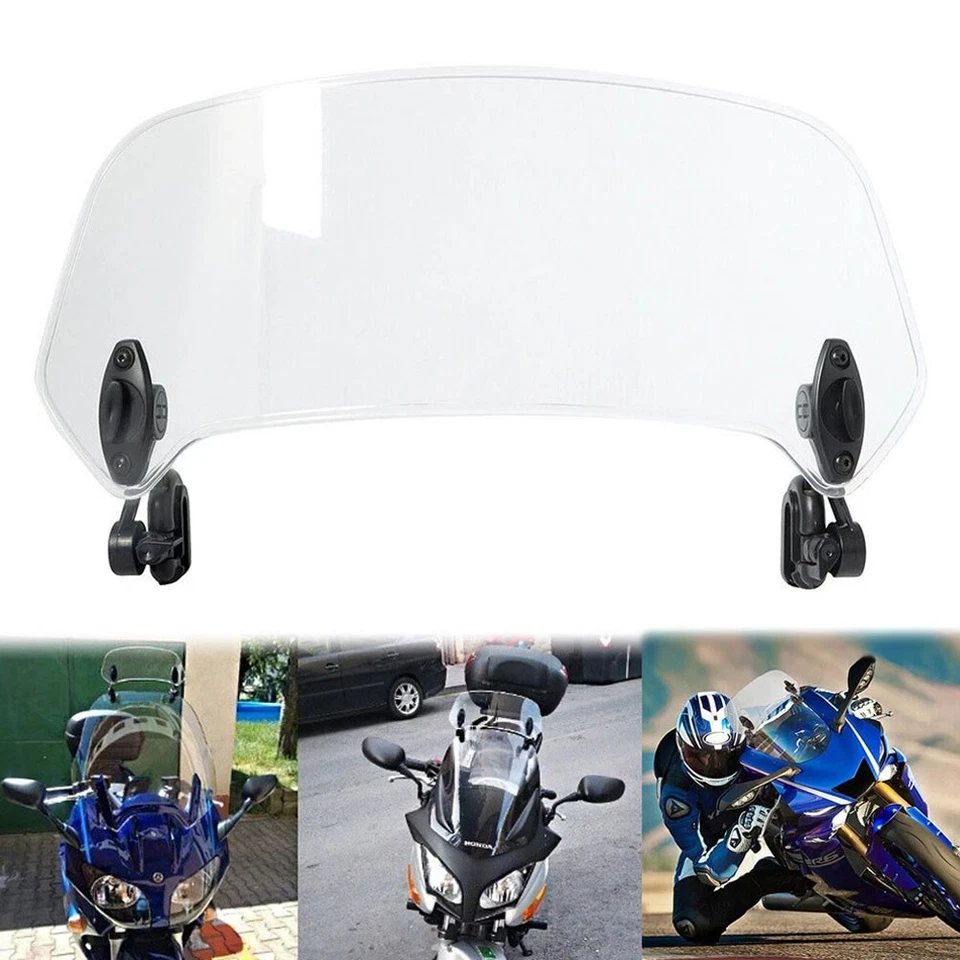 Universal Motorcycle Adjustable Windshield Extension Clip-on windscreen 36CM - Image 2 of 4