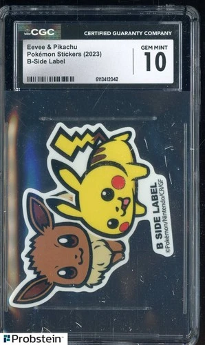 2023 Pokemon Stickers B-Side Label Eevee & Pikachu CGC 10 GEM MINT