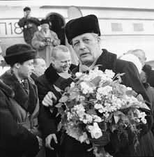 British Prime Minister Harold MacMillan seen here arriving at Mosc- Old Photo