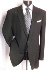 Mani By Giorgio Armani Black Striped Suit size 44 long pants 39"W/32" L