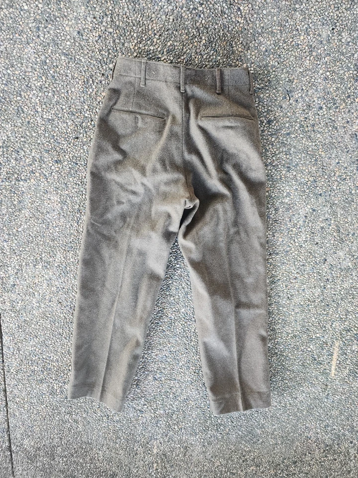 Vintage 40s 50s WW2 Wool Green Five Button Fly Military Pants 29x31 - Image 3 of 4