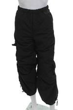 Zara Unisex Cargo Windbreaker Pants Black Drawstring Polyamide Size XS