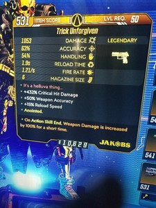 Ps4 Trick Unforgiven Pistol Annointed 432 Crit Dmg Borderlands 3 Ebay