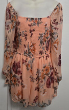Abercrombie  Fitch Romper Jumpsuit Size M Petite Peach Pink Floral Off Shoulder