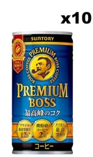 Suntory Boss Coffee (185 g x 10 Cans), Popular Japanese Drink, Made in Japan