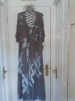 Jacques Vert Maxi Dress Size 20 Matching Fascinatror Worn Once Wedding
