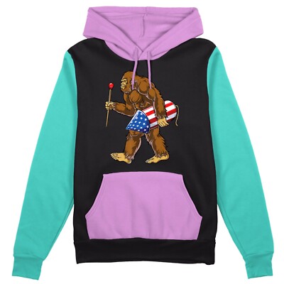 Men's Bigfoot USA F29 Black Color Block Hoodie Sasquatch Big