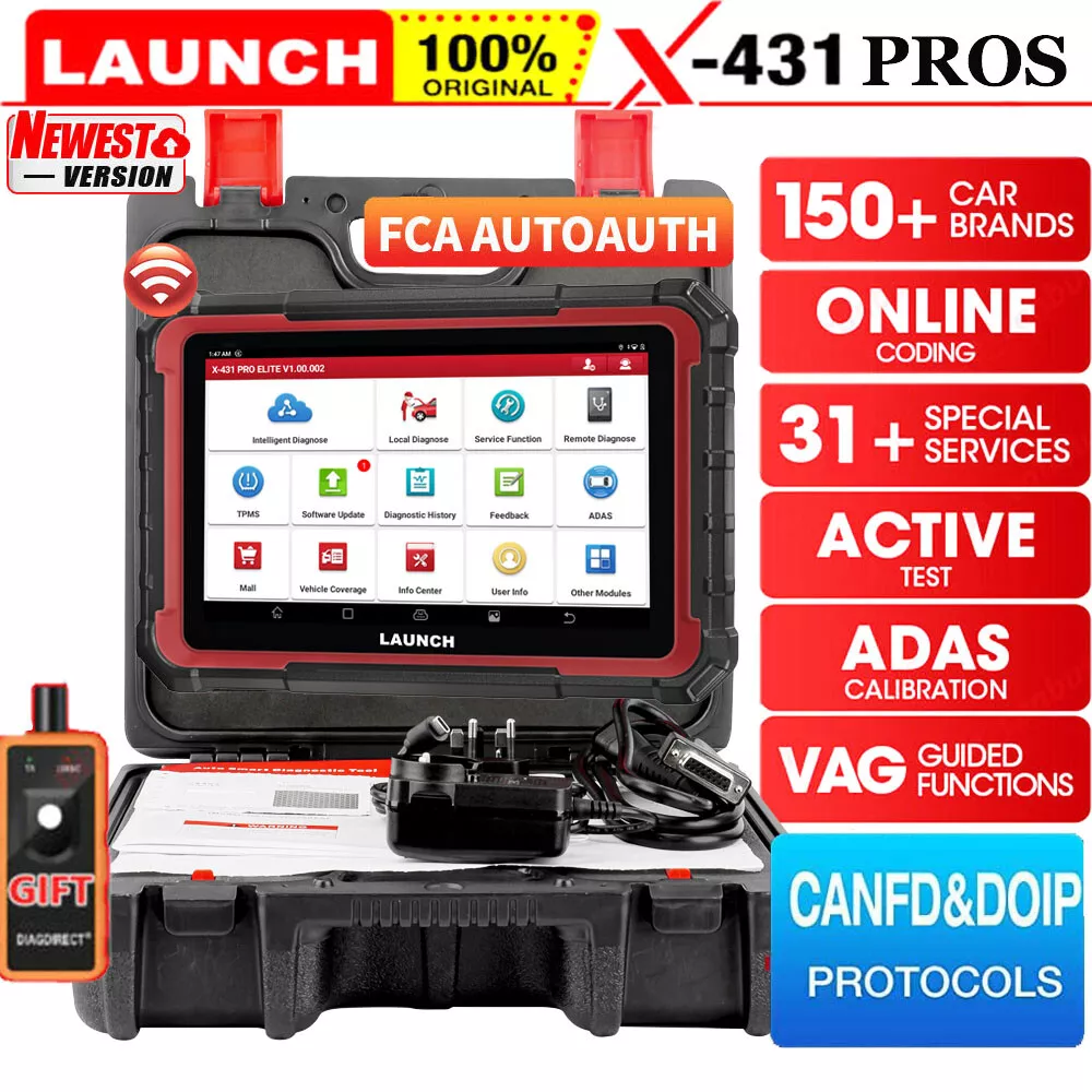 LAUNCH X431 V+ PRO Elite 4.0 Car Diagnostic Scan Tool Bidirectional Scan  Tool, 31+ Service ECU Coding AutoAuth for FCA SGW 