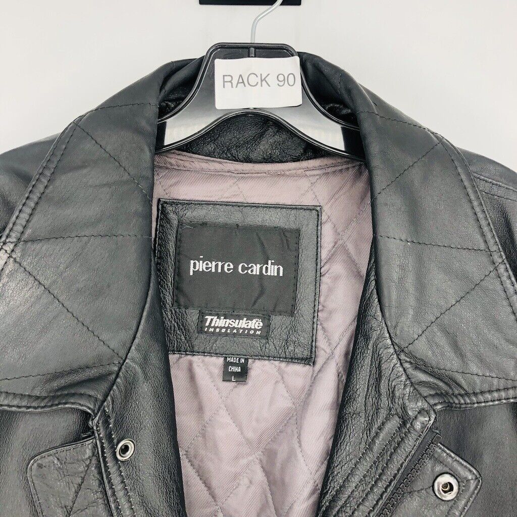 Pierre Cardin Men's Black Leather Long Sleeve Soft Pierre Cardin Men's Black Leather Long Sleeve Soft