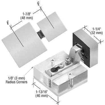 CRL UV6201 UV Square Glass-to-Glass Hinge Brushed Stainless Steel - Picture 4 of 4