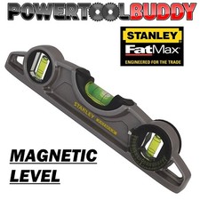 Stanley STA043609 FatMax Magnetic Torpedo Spirit Level 25cm 3 Vials Pocket Boat 