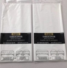 2x White Tablecover Tablecloth Waterproof Heavy Duty Plastic 54" x 108" TWO NEW