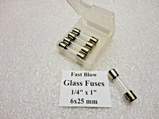 3/16 Amp, Fast Blow Glass Fuses, 6 x 25mm 1/4" x  1"  250 Volts, USA Quick Ship!