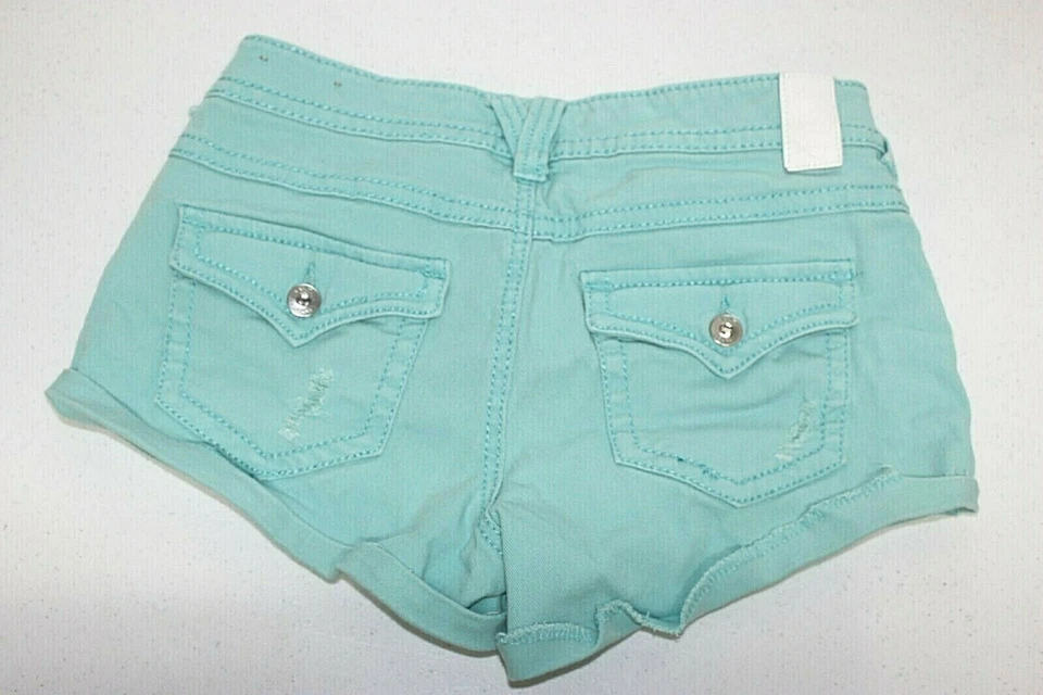 Pantalones Cortos Vanity Colección Premium Talla 27x3 Aqua/Verde azulado Botones Puños Bolsillos con Solapa Foto 2 de 4