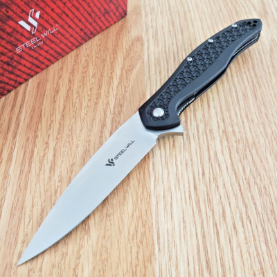 Steel Will Intrigue Folding Knife 3.63'' D2 Tool Steel Blade Black FRN Handle