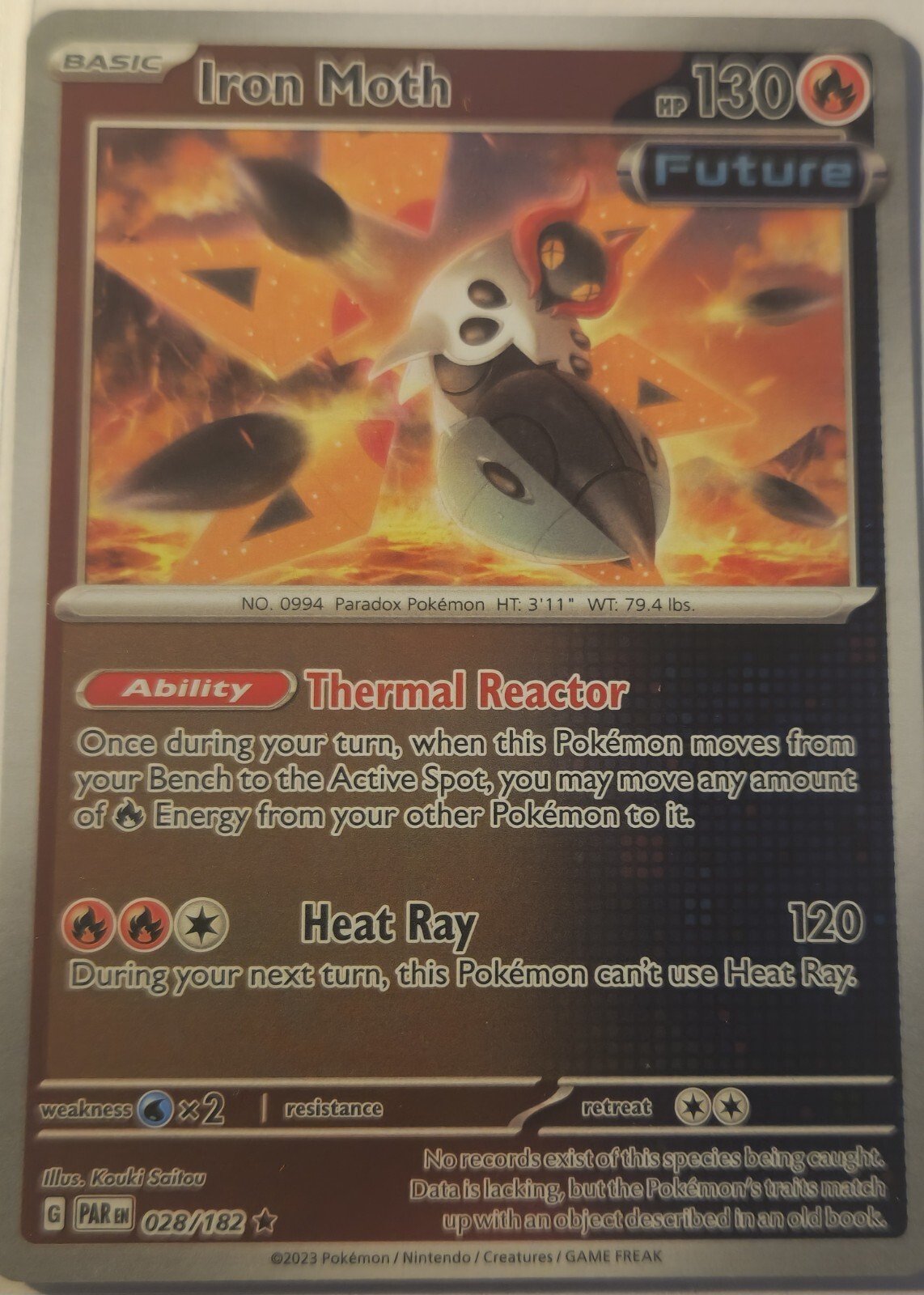 Pokemon-Iron Moth-Rare Holo-28/182-Paradox Rift