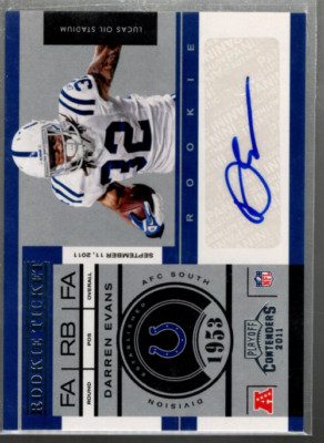 B3555- 2011 Playoff Contenders #126 Darren Evans RC Auto - Nm-Mt (Rookie Card)