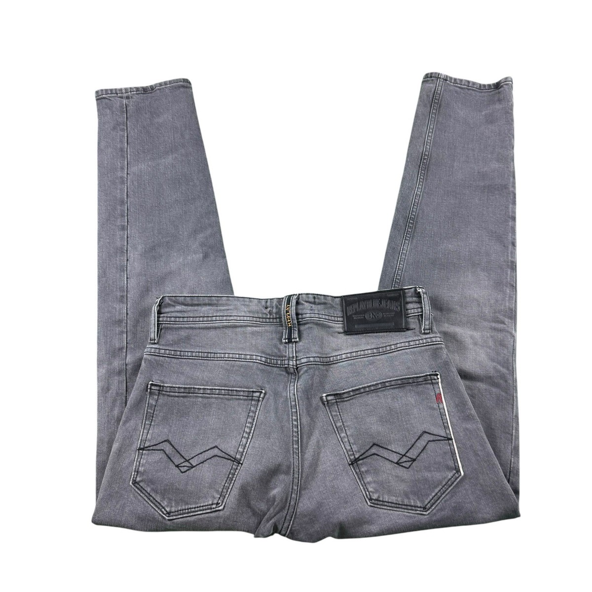Replay Blue Jeans Gray Wash Stretch Selvedge Men's Jeans Size
