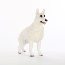 German Shepherd Figurine Hand Painted Collectible Statue White