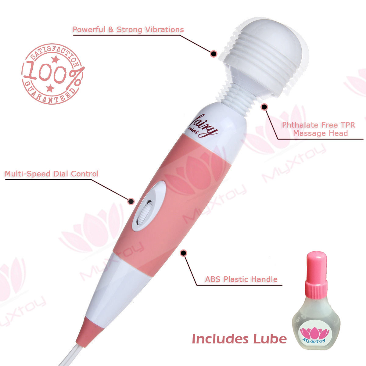 MyXToy Pink Variable Multi-Speed Compact Wand Vibrating Massager Free  Shipping | eBay
