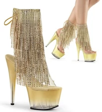 7" Gold Stiletto Platform Open Toe Pleaser Pole Dancer Heels Adore1017RSFT
