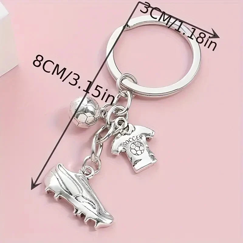 PORTACHIAVI AD ANELLO IN ACCIAIO INOSSIDABILE SCARPE DA CALCIO PALLONE MAGLIA 9 - Immagine 2 di 2