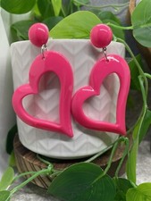 3  Silver-tone Acrylic Heart Drop Dangle Earring Set New Free Ship B8928