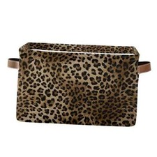 AUUXVA Leopard Print Vintage Storage Basket Collapsible Cloth Storage Cube