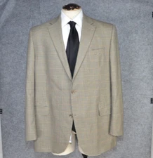 Cremieux loro piana Wool Blazer Sport Coat Men 46L Beige Plaid Formal Denver SPJ