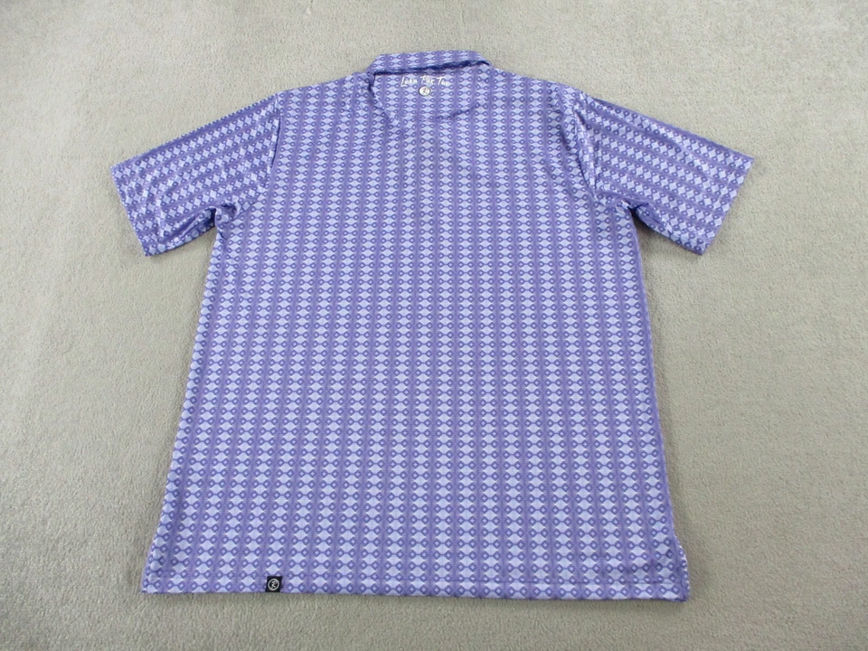 Camisa polo masculina putter enferrujada grande roxa estampa geométrica desempenho golfe zíper - Imagem 3 de 4