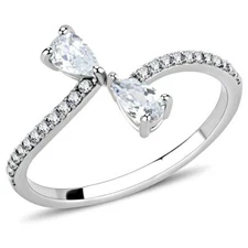 DA139 - High polished (no plating) Stainless Steel Ring with AAA Grade CZ  in