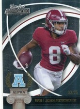 2021 Wild Card Alumination Collegiate Alpha Blue John Metchie III Rookie 33/75. rookie card picture