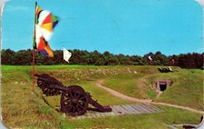 Grand French Battery Yorktown Virginia Battle 2c Red John Adams Stamp Postcard