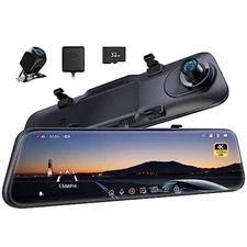 12 Inch Black Dash Cam 4K Ultra Hd Dual Camera Adas Collision Avoidance System
