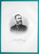 Banquero y distribuidor de hierro DAN P. EELS de Nueva York - impresión de retrato antiguo de 1883