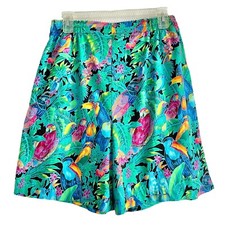 Vintage 1980s Multi Color Tropical Themed Linda Tilson Lounge Shorts Size Large