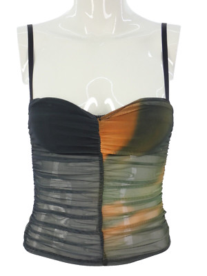 Miaou Netz Korsett Top gerafft transparent Cami Y2K Party Ausgehen XS