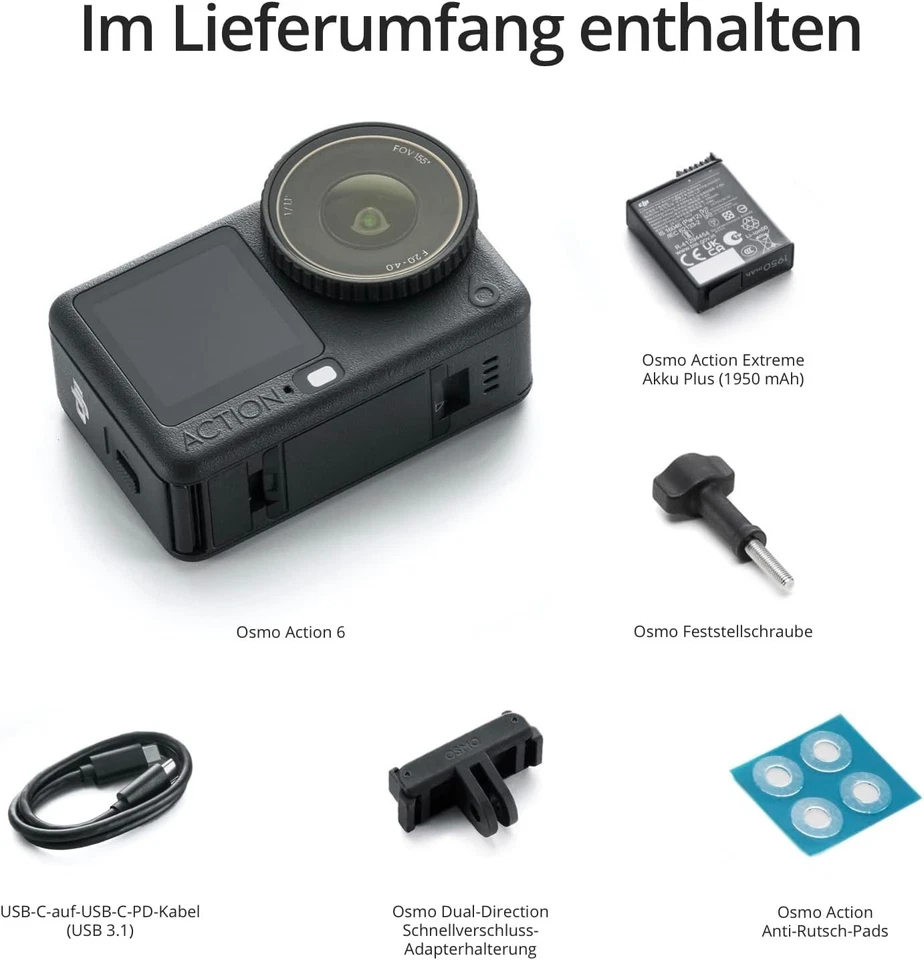 DJI Osmo Action 6 Essential Combo Action-Kamera Mit 1/1,1″-Quadratsensor Variab - Bild 2 von 4